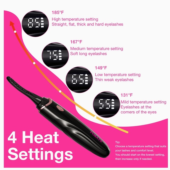 NIB Heated Eyelash Curler Forats Rechargeable Curler with Comb & Eyebrow Brush - Picture 4 of 10